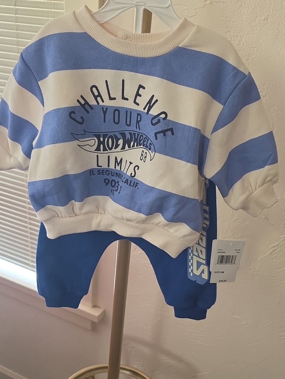 Hot Wheels Kids Blue & White Striped Matching Set